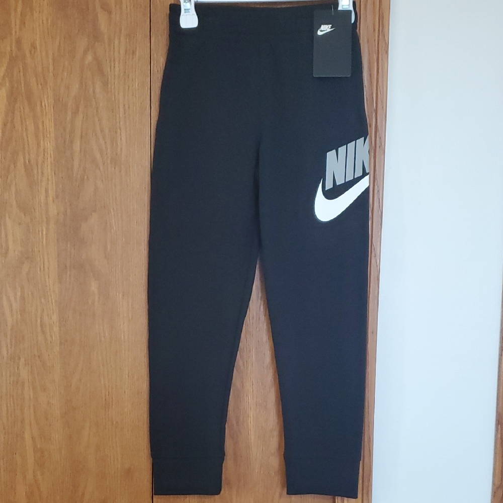 Nike Kids Black Sweatpants with White Logo